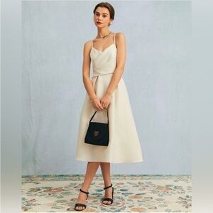 NWT RIHOAS Sleeveless Ruched A Line Midi Dress Sz S